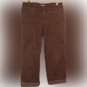 IN THE WASH brand Vintage Brown Beaded capri pants SIZE 6